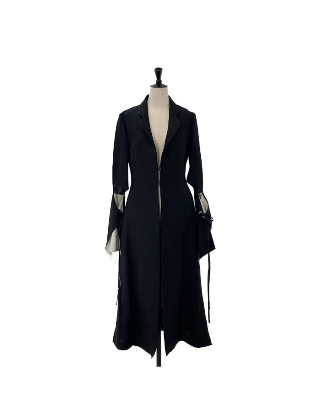 Loewe Linen Tie Up Sleeve Detail Coat Cutoff Flare Black 34